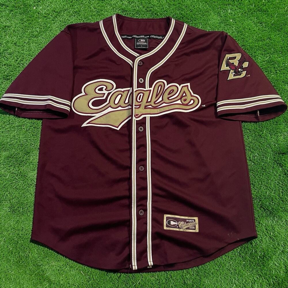 Boston College Eagles Colosseum Baseball Jersey Mens Large Maroon Stitched